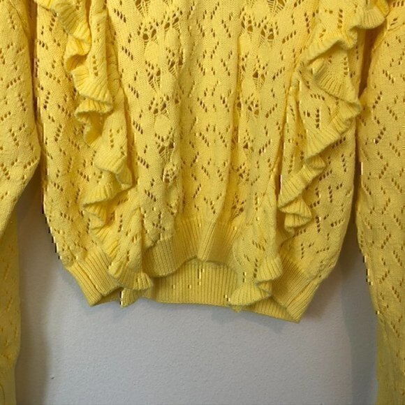 NEW NWT MARC NEW YORK Bright Yellow Sweater Cropped Cottagecore Boho 100% Cotton - Picture 4 of 9
